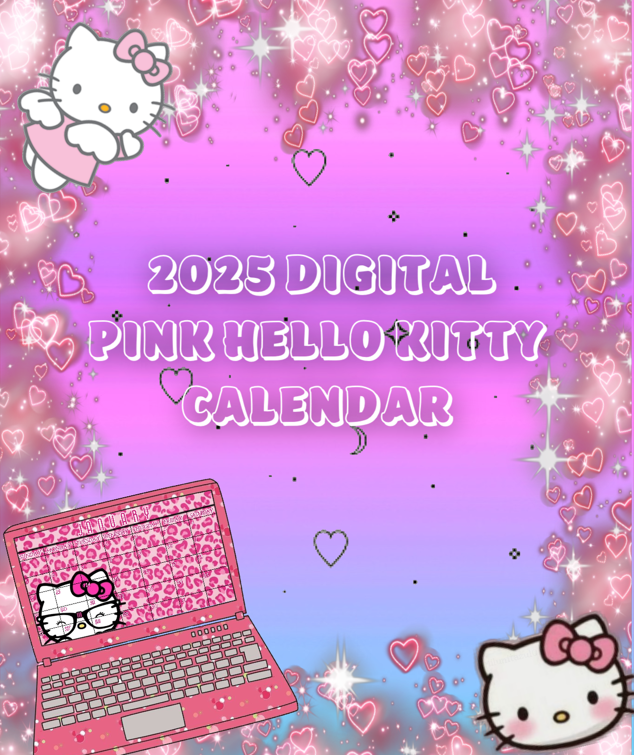 Pink Digital Hello Kitty Calendar 2025