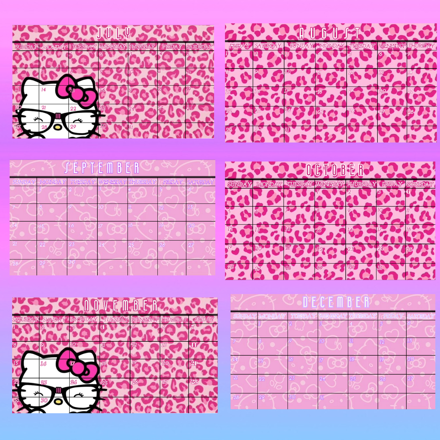 Pink Digital Hello Kitty Calendar 2025 Anyia's Store